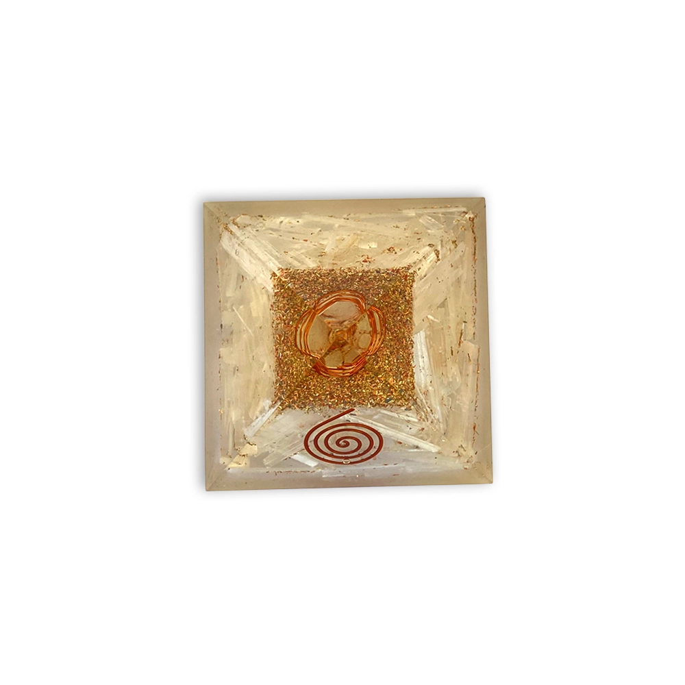 White Selenite Orgonite Pyramid