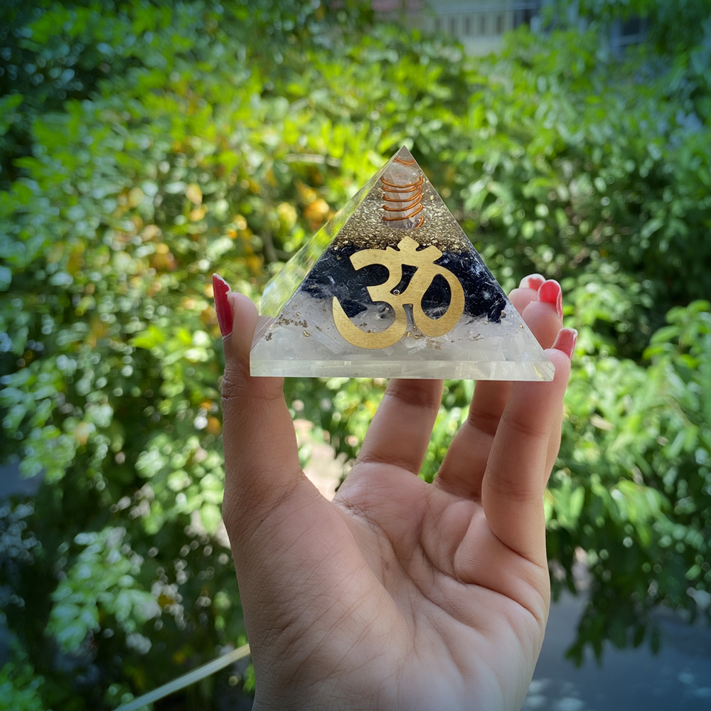 Om Black Tourmaline Orgonite Pyramid