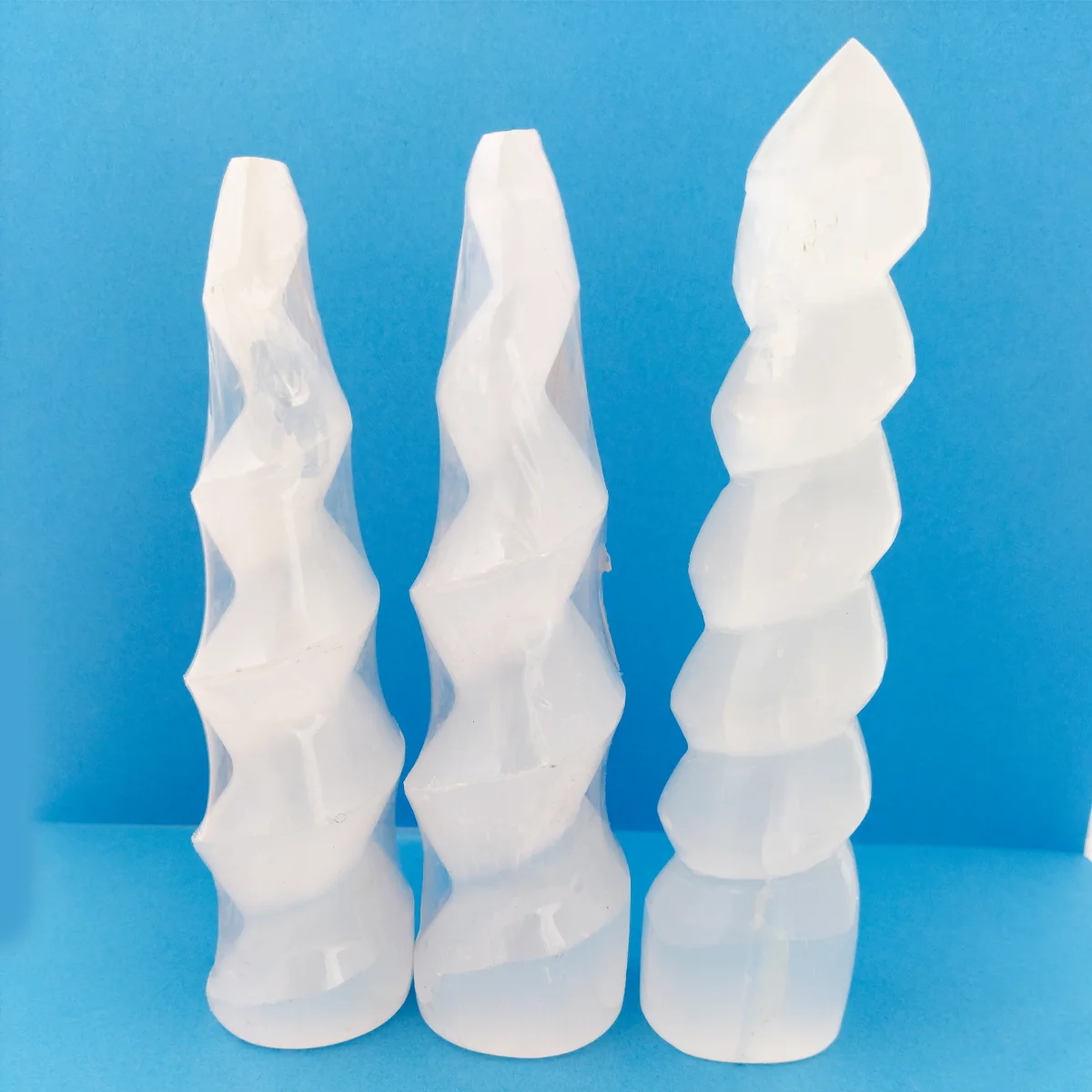 White Selenite Spiral Tower