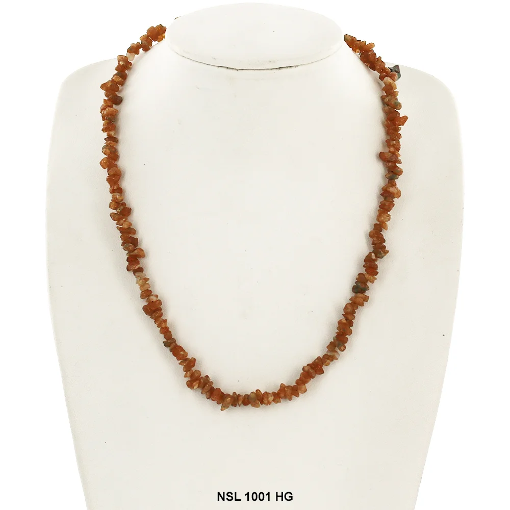 Hessonite Garnet Stone Chips Necklace
